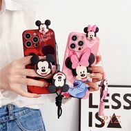 Casing For Samsung A57 A37 A36 M56 F56 M36 F36  5G  Cartoon cute Minnie Mickey with lanyard soft cov