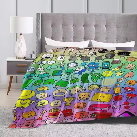 BFDI Inanimate Insanity All Characters Super Warm Blanket Decorative Plush Throw Blanket Graphic Cou