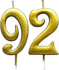 MAGJUCHE Gold 92th Birthday Numeral Candle, Number 92 Cake Topper Candles Party Decoration for Women