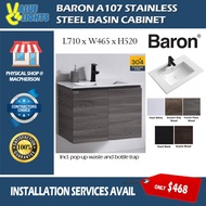 Baron A107 Stainless Steel Basin Cabinet 70CM Bathroom Vanity Sink with Storage Cupboard for Toilet 