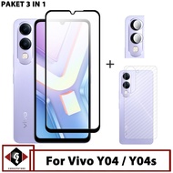 LAYAR 3 IN 1 Vivo Y04 / Y04S Screen Tempered Glass Package Free Tempered Glass Camera and Garskin
