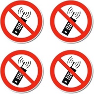 No Mobile Phones Switched In, Prohibition Sign: P013 - DIN EN ISO 7010 / ASR A1.3 - Sticker: Diamete