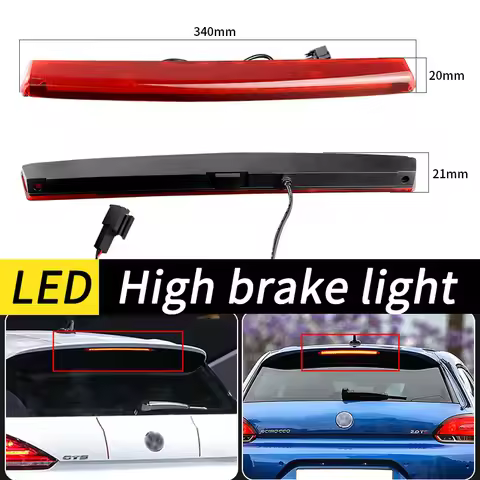 1pc RED/Smoked Rear LED Third Brake Stop Light for VW Scirocco Golf MK5 1K8945087D, 1K8 945 087 D, 1