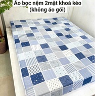 (Minh Tam 4444) Double-sided mattress cover with zipper, 3D printed Sill elastic fabric mattress cov