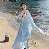 <![CDATA[Blue Chiffon Seaside Dress - Free Shipping]]>