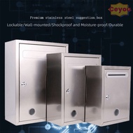 CEYOU Mailbox, with Locks Waterproof Letter Box, Portable 3 Sizes Stainless Steel Ballot Box Outdoor