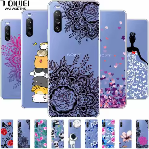 For Sony Xperia 10 III Case Clear Soft TPU Back Cover for Sony Xperia 10III Flower Cases Girl Silico