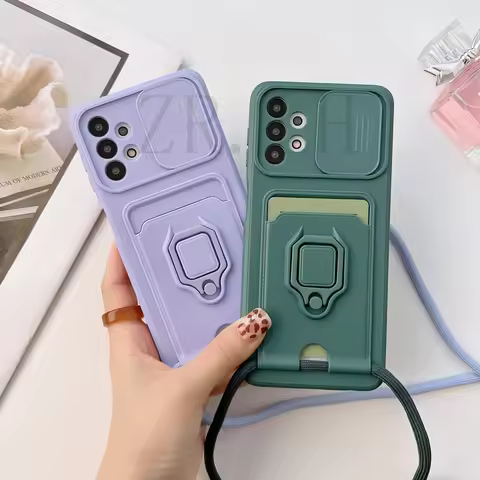 Crossbody Necklace Cord Lanyard Wallet Card Case For Samsung Galaxy S23 A32 S22 A51 A52 A13 A71 A53 