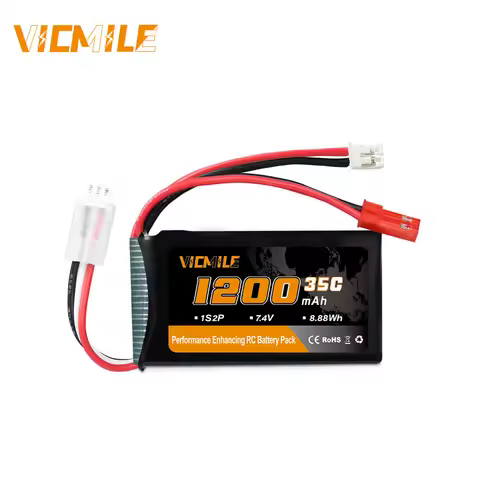 VICMILE SCX24 Battery 7.4V 1200mAh Lipo Battery 2S 35C with PH2.0 JST Plug Fit for SCX24 RC Car WLto