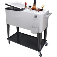 80 Qt Rolling Cooler Cart Ice Chest For Outdoor Patio Deck Party Portable Party Bar Cold Drink Bever