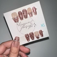 Handcrafted XS size press-on nail (Pink Flower)