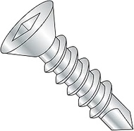 Steel Self-Drilling Screw, Zinc Plated Finish, 82 Degree Flat Head, Square Drive, 2 Drill Point, 8-1
