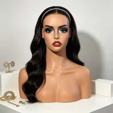 Mannequin Head with Shoulders PVC Mannequin Head Bust Jewelry Display Bust Molded Neck Realistic