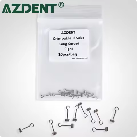 10 Pcs AZDENT Dental Orthodontics Crimpable Hooks for Long Curved Braces Right & Left Dentistry Acce