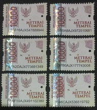 Materai tempel 10000 Asli 15 pcs ( Ada lem )