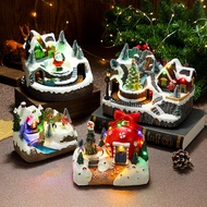Christmas Rotating Resin Luminous Music Box Ornaments Rotating Train Ornaments Christmas Gifts