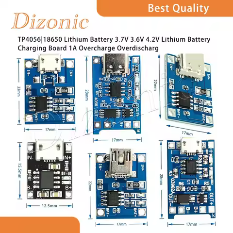 Dizonic TP4056|18650 Lithium Battery 3.7V 3.6V 4.2V Lithium Battery Charging Board 1A Overcharge and