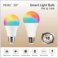 Moes Smart Light Bulb 9W & 14W (LED Bulb, Light Bulb, Colorful, E27, Wi-Fi Wireless, WW, RGB)