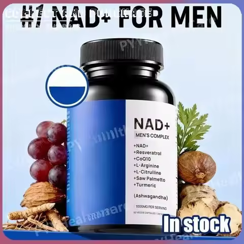 NAD+ Supplements Capsules for Men with Resveratrol CoQ10 and Zinc Cellular Energy Antioxidant Suppor