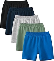 3 Pack Toddler Boy Cotton Shorts, Kids Summer Light Weight Soccer Shorts, Grey+blue+navy+black+bgree