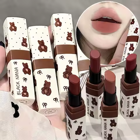 1pc Waterproof Matte Coffee Brown Lipstick Moisturizing Long Lasting Not Easy To Fade Low Saturation