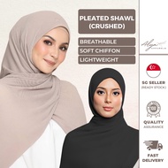 Pleated Crushed Shawl ( Alya Apparels / Breathable Chiffon / Pinless / Wrinkle free / Ironless / Tud