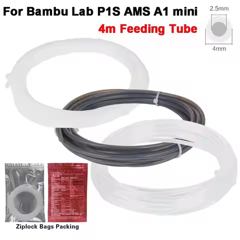 PTFE 3D Printer Feeding Tube 4x2.5mm 4 Meters Long PTFE Tube with Cutter Bowden Extruder for Bambu L