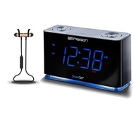 Emerson Radio SMARTSET PLL Radio Alarm Clock with 1.4” Blue LED， Bluetooth Speaker and Night Light，