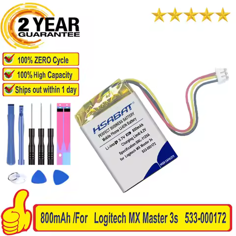 Top Brand 100% New 800mAh 533-000172 652535 Battery for Logitech MX Master 3s Game Wireless Mouse