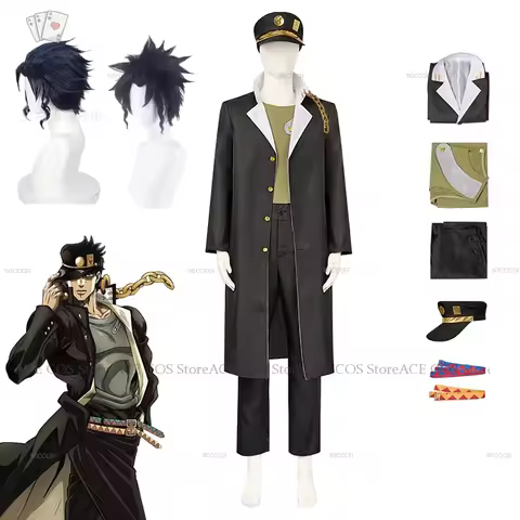 JJ Jotaro Kujo Jotaro Cosplay Costume Wig Anime Comic Cosplay Halloween Comic-co Clothings Mens Unif