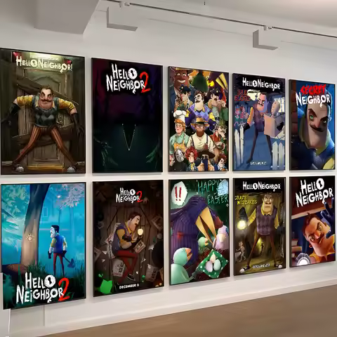 Game HELLO N-NEIGHBOR Movie Sticky Posters Vintage Room Home Bar Cafe Decor Vintage Decorative Paint