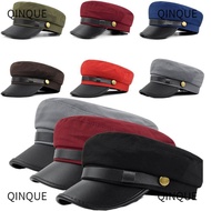QINJUE Navy Cap, Vintage Flat Top Hat Beret Hats, Flat  Cap Duck Tongue Cap Warm Painters Cap Flat P