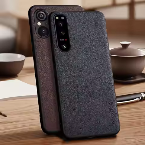 Case for Sony Xperia 5 V IV III II Xperia Pro I Vegan Faux Lychee Pebbled leather Phone cover funda 