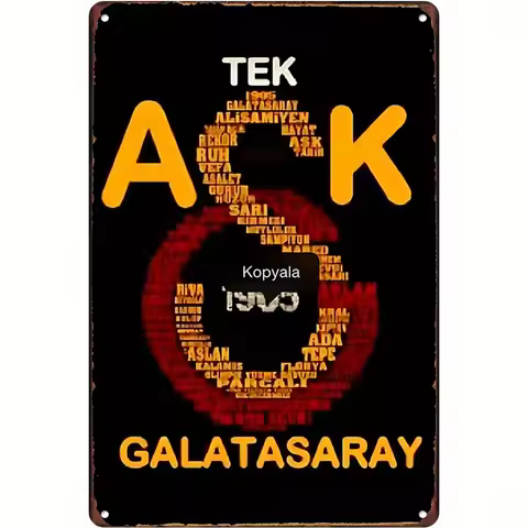- Vintage Galatasaray Team Metal Wall Art Sign - Retro University & Man Cave Decor, for Bar, Cafe, G