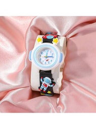 兒童手錶可愛太空人圖案石英手錶彩色太空人錶帶女孩休閒手錶