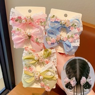 2Pcs/Flower Bow Hair Clip Set for Kids Girls Sweet Bow Duckbill Clip Hairpins Hair Accessories