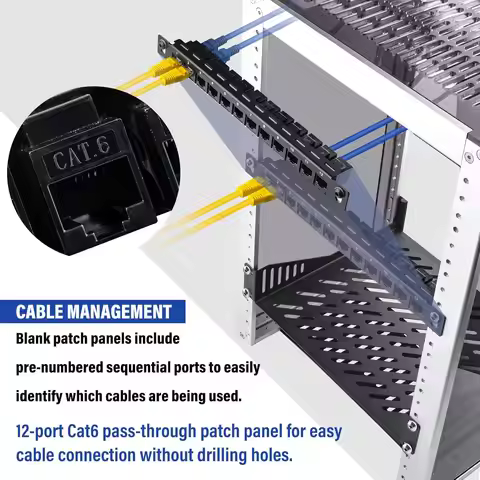 10inch 0.5U CAT6 Network Patch Panel for DeskPi RackMate T1/T0/T2/T1 Plus/T0 Plus/TL1 and 10 Inch Se