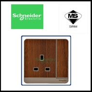 Schneider AvatarOn 13A 250V 1 Gang Switched Socket (Dark Wood)