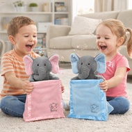 MXBEAUTY Hide-and-seek Elephant Toy, Soft Plush Musical Plush Singing Elephant Toy, Animated Toy Hid