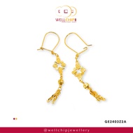 WELL CHIP Dangling Shaped Gold Earring- 916 Gold/Anting-anting Emas - 916 Emas