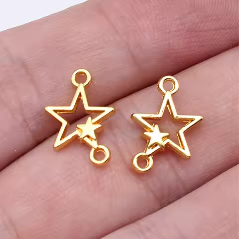 WYSIWYG 40pcs 15x11mm 2 Colors Star Connector Five-Pointed Star Connector For DIY Jewelry Making Han