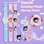 LED Glowing Kids Watch with Music Rotating Watch For Kids Cartoon Spiderman Sanrio Elsa Kuromi Kids 