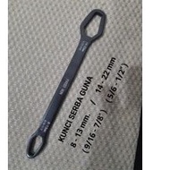 Flat multi-purpose ring wrench, multi-purpose wrench 8 mm to 13 mm 14 mm to 22 mm 9/16 7/8 inch 5/6 