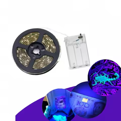 UV LED Strip light USB Battery Powered 5V purple 365nm Ultraviolet 2835 Tape lamp Flexible blackligh