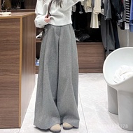 Taiwan Shipping Lazy Style Wide-Leg Pants Women Gray Thickened Autumn Winter Loose bf Mopping Casual