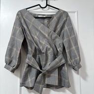 🇯🇵AnySis 格仔腰帶上衣 checked belted blouse intique natural beauty basic lily brown