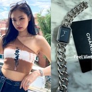 【Jennie同款😍經典保值✨全網最低價】Chanel 黑銀方糖手錶H7019 L碼