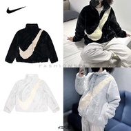 Nike AS W NSW JKT FAUX FUR 大勾 皮草毛毛外套 寶寶藍/黑