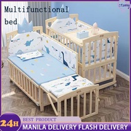 Baby Crib Solid Wood Crib Multifunctional Cradle Bed Wood Crib For Baby With Mosquito Mattress Net