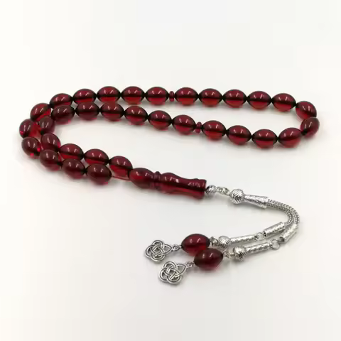 Rosary 33 Muslim Beads Red Tasbih Mastkhan Islamic prayer beads EID gift for Islam Man's Misbaha Bra
